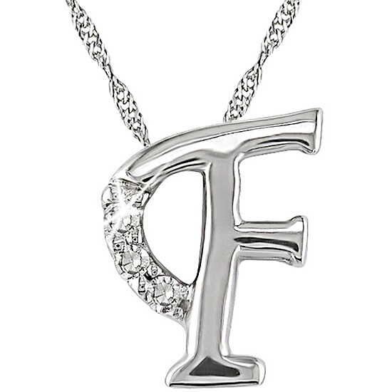 14k White Gold Diamond Accent Initial F Necklace  