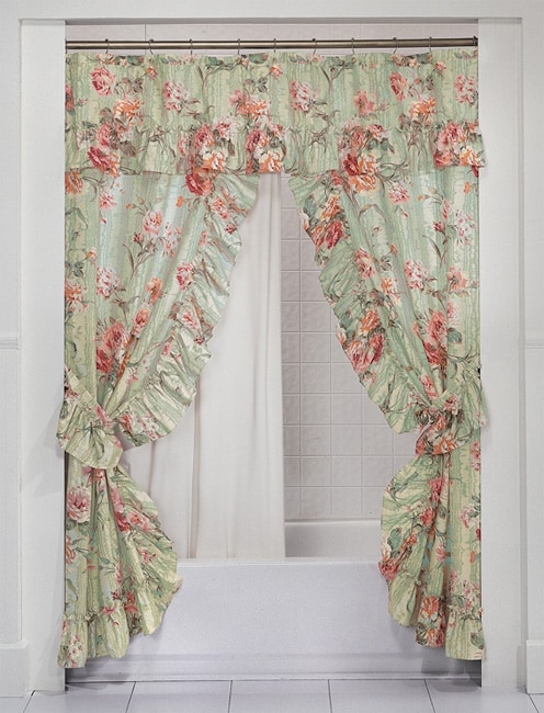 Double Swag Shower Curtains With Valance Double Swag Shower Curtai