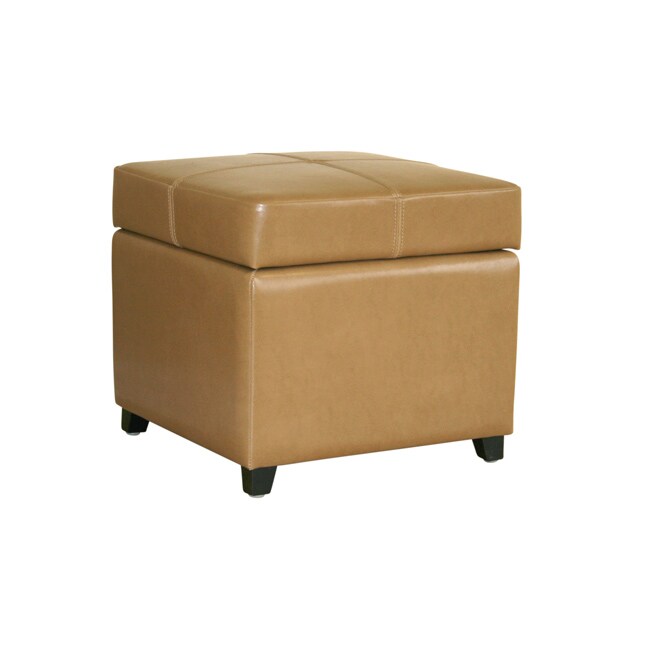 Light Brown Bicast Leather Storage Ottoman Overstock Shopping