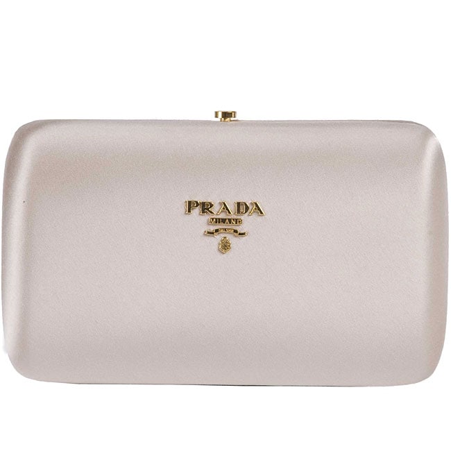 Prada \u0026#39;Raso Gold\u0026#39; Beige Satin Mini Clutch - 11435956 - Overstock ...  