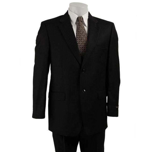 Jones New York Men's Black Stripe Wool Suit - 11460789 - Overstock.com
