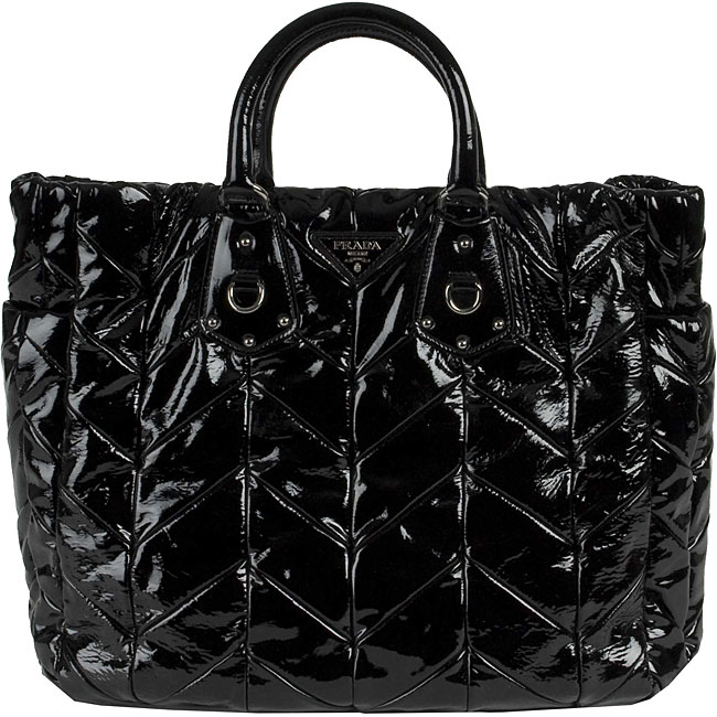 Prada Black Patent Leather Quilted Tote Bag - 11490165 - Overstock ...  