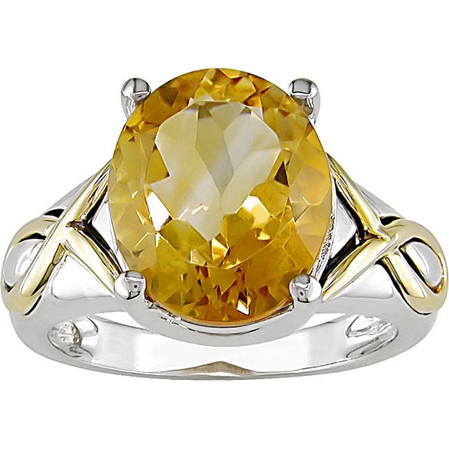 Sterling Silver and 14k Yellow Gold Citrine Ring  