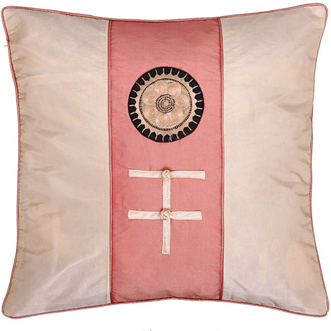 Chinese Fortune Symbol Pink/ Beige Cushion Cover 