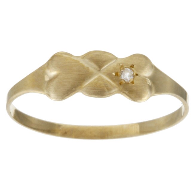 10k Gold Diamond Accent Bow Baby Ring (Size 1) Overstock™ Shopping