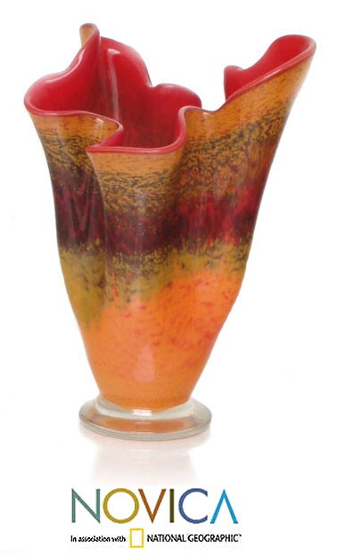   Handkerchief Hand blown Murano Glass Vase (Brazil)  