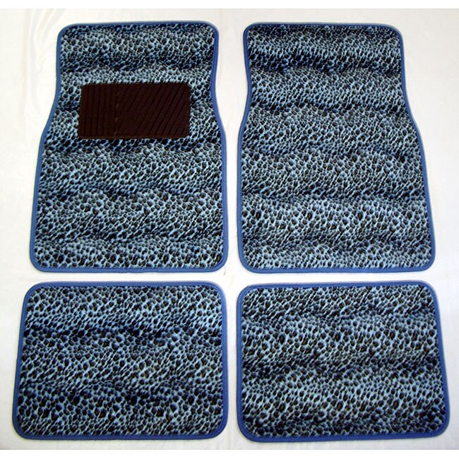 Front and Rear Blue Cheetah Print Floor Mats  