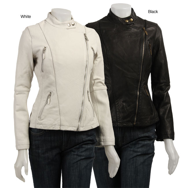 MICHAEL Michael Kors Women's Leather Biker Jacket - Overstock