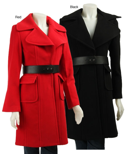 Identify Womens Long Coat with Oversized Collar  