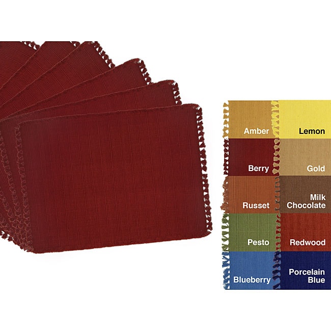 Solid Fringed Woven Cotton Placemats (Set of 12) 11570128 Overstock