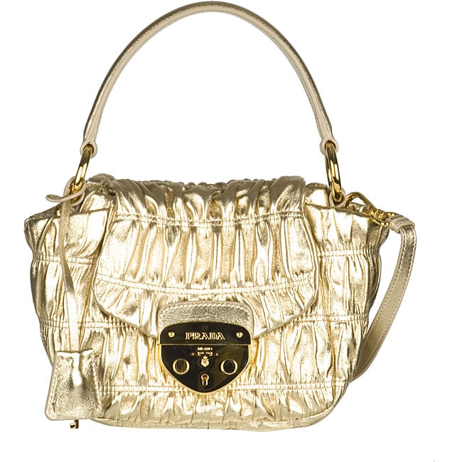 Prada Gold Dressy Gaufre Tote - 11578559 - Overstock.com Shopping ...