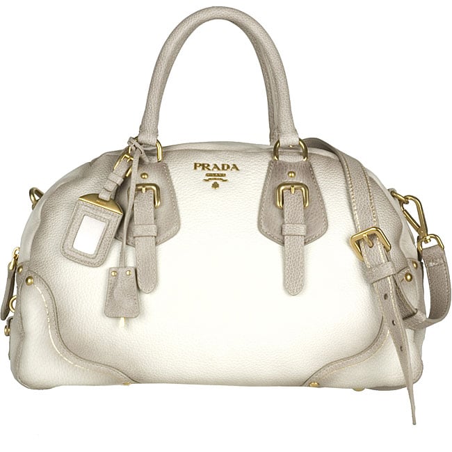 Prada White Pebble Deerskin Bowler Bag - 11580505 - Overstock.com ...  