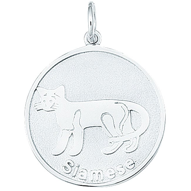 Sterling Silver Siamese Cat Round Disc Charm  
