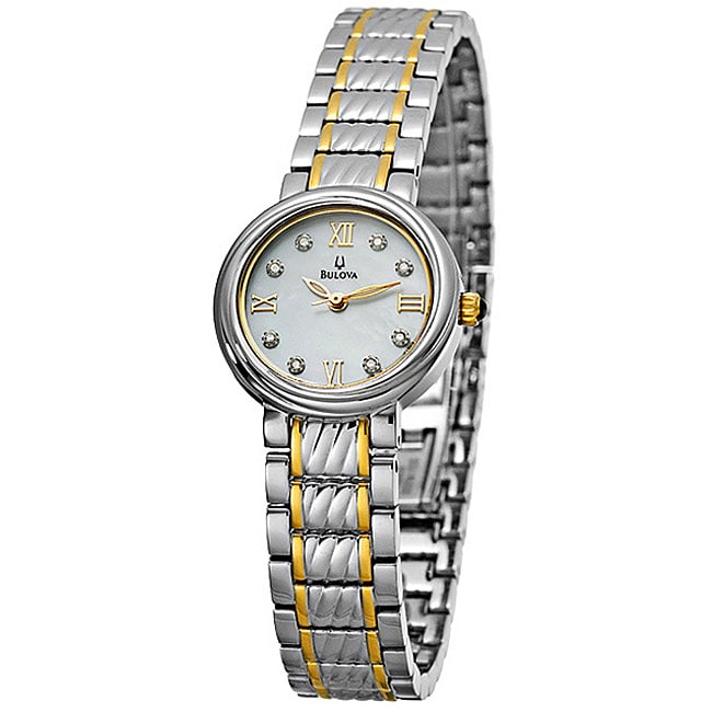 Bulova Womens Two tone Stainless Steel Diamond Watch