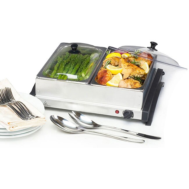 Dual Stainless Steel Buffet Server/ Warming Tray Overstock Shopping