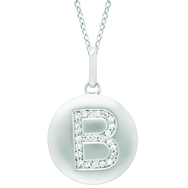 14k White Gold Diamond Initial 'B' Disc Necklace - 11718421 - Overstock ...