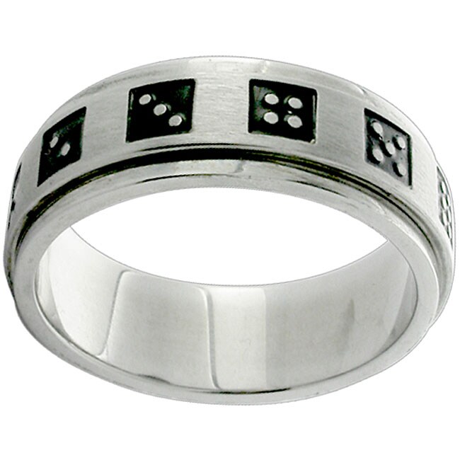 Stainless Steel Black Dice Spinner Ring Overstock™ Shopping Big