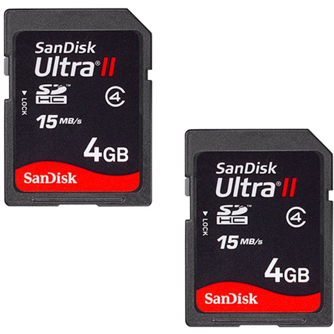 SanDisk 4GB Ultra II SDHC Memory Cards (Case of 2Bulk Packaging