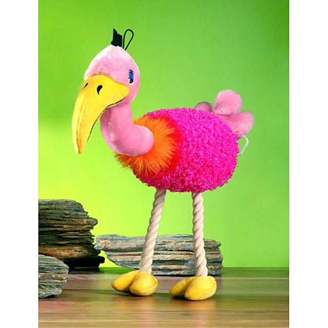 stuffed flamingo dog toy