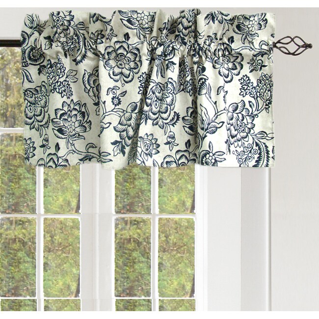 Bircham Navy Floral Valance Pair (54 in. x 18 in.) 11746995 Shopping Great