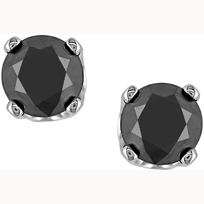14k Gold 1/2ct TDW Black Diamond Earrings (Set of 4) Overstock