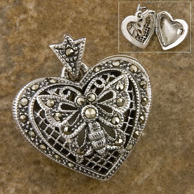 Sterling Silver Marcasite Butterfly Locket (Thailand)   