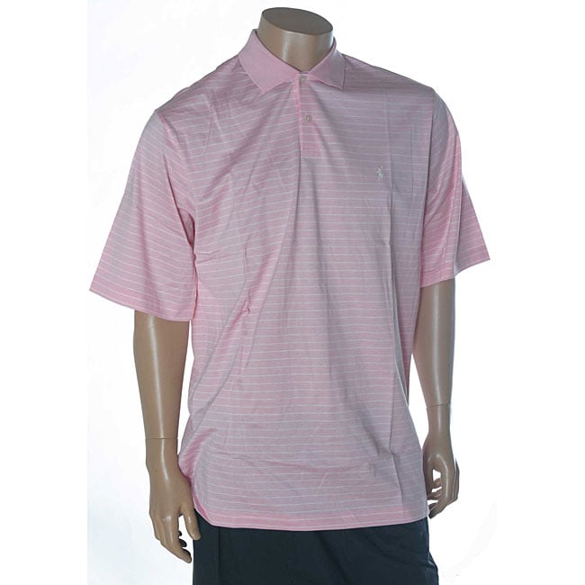 Ralph Lauren Mens Striped Pink Golf Polo Shirt  