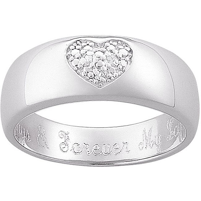 Sterling Silver Pave Diamond Heart Ring  