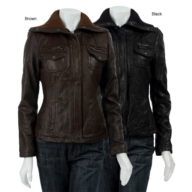 MICHAEL Michael Kors Womens Leather Jacket  