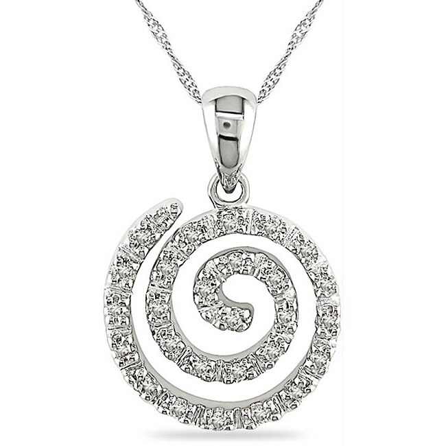 14k White Gold 1/8ct TDW Diamond Swirl Necklace Overstock™ Shopping