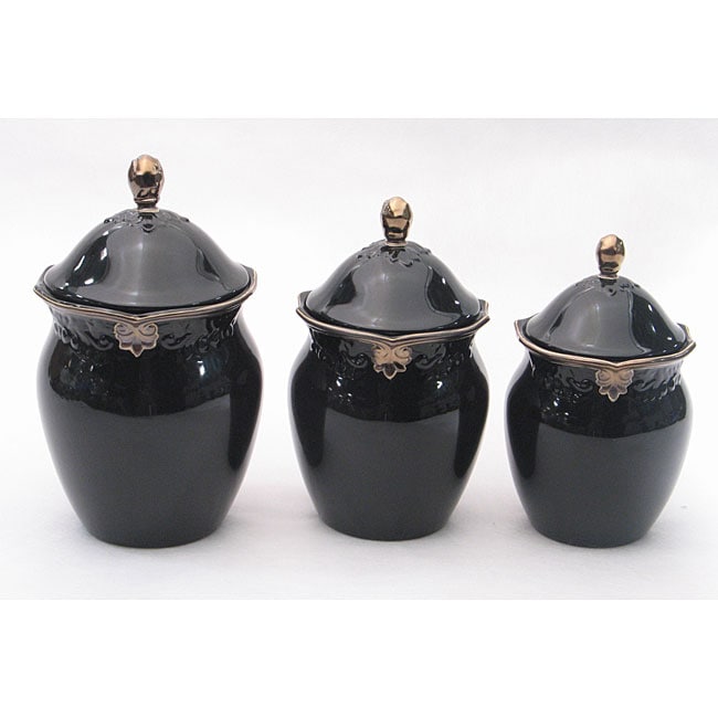 Certified International Regency Black 3piece Canister Set 12078480