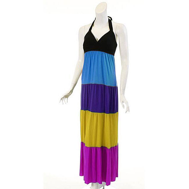 Wishes Womens Plus Size Colorblock Maxi Dress  