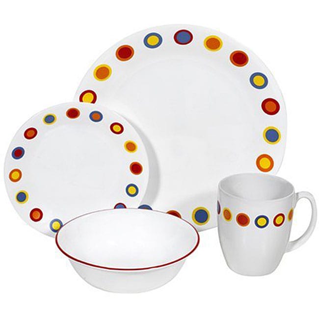 Corelle Livingware Hot Dots 16piece Dinnerware Set Overstock