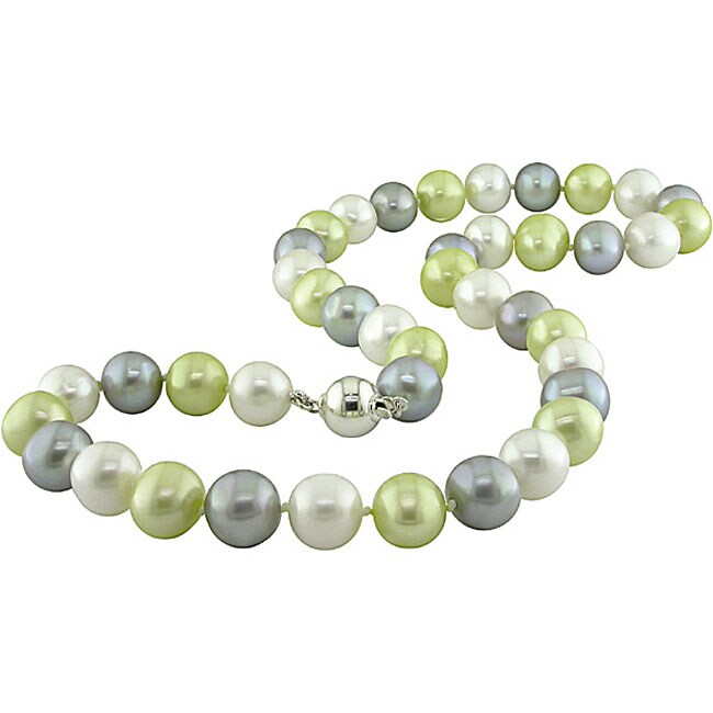   Sterling Silver Multicolor FW Pearl Necklace (9 10 mm)  