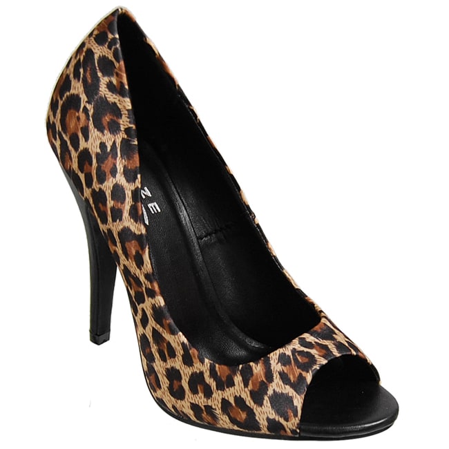 leopard print peep toe shoes