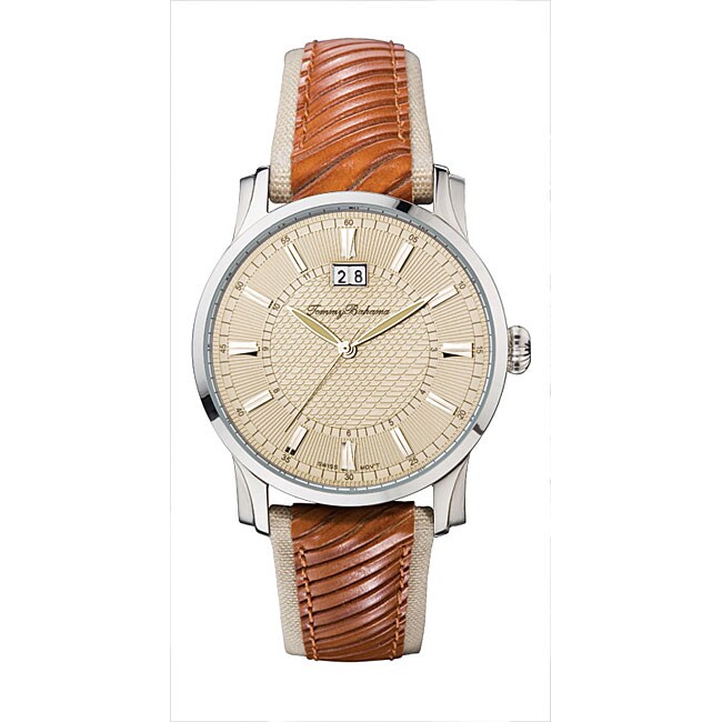 Tommy Bahama Men's 'Panama' Leather Strap Watch 12134141 Overstock