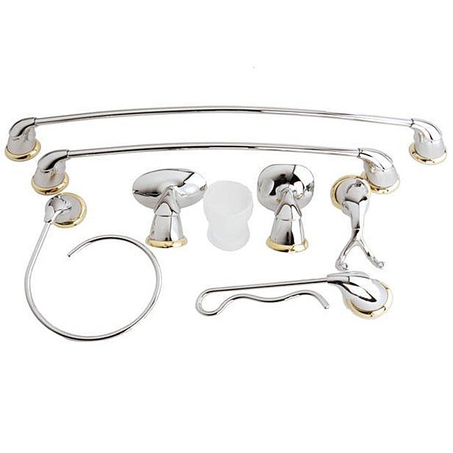 Moen 7piece Asceri Chrome with Polished Brass Bath Accessory Kit