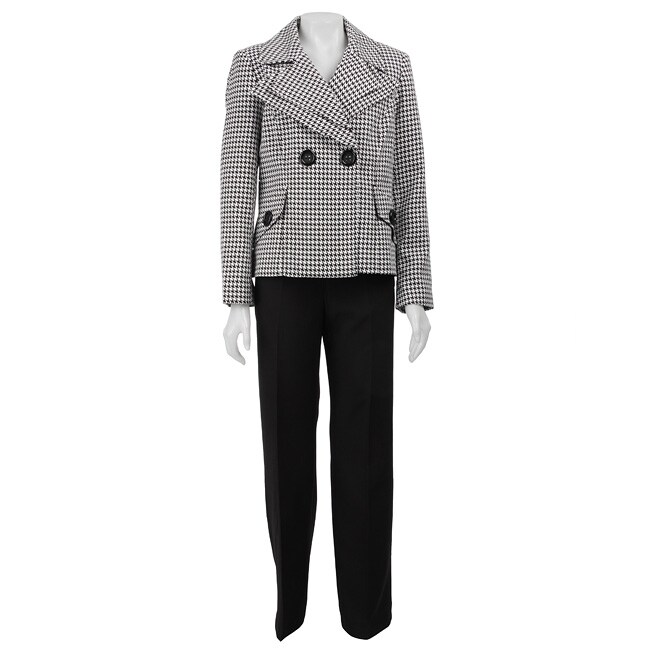 Isabella Suits Womens Black White Houndstooth Pant Suit 12256000 Shopping 