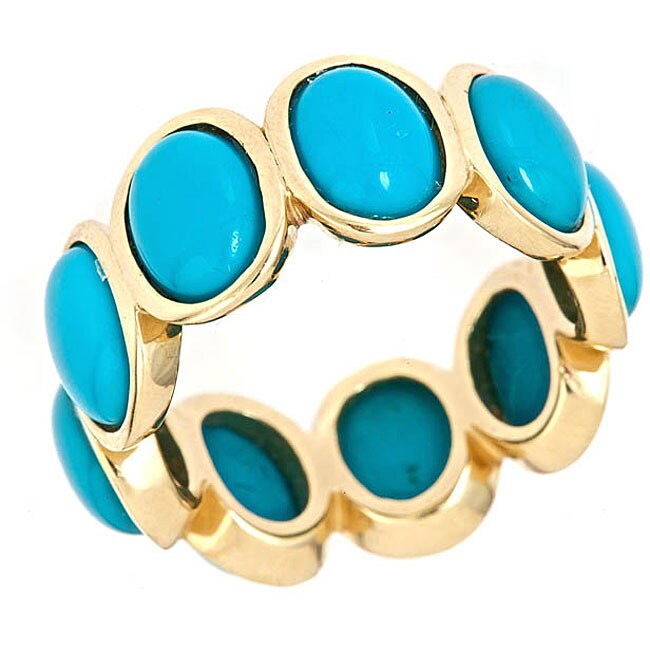 Yach 14k Yellow Gold Turquoise Ring  