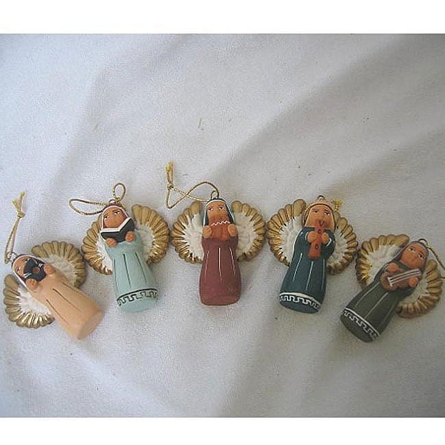 Set of 5 Handmade Peruvian Angel Ornaments (Peru)  