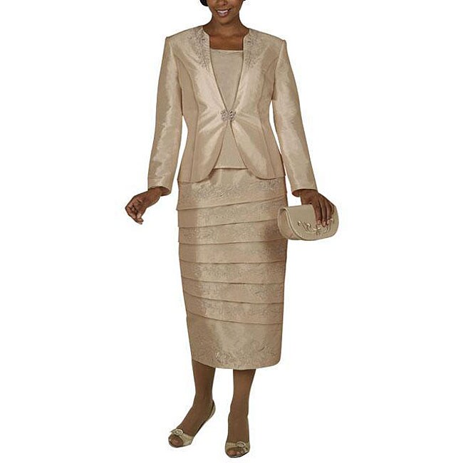 Nubiano Women's Plus Size Champagne 3piece Skirt Suit 12270588