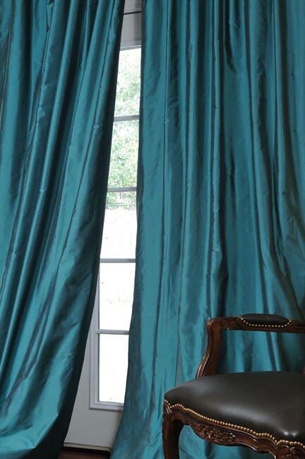 Faux Silk Signature Teal 84 inch Curtain Panel  