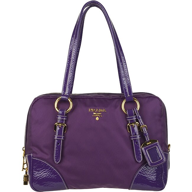 fake prada backpack - Prada Tessuto Vernice Bowler Bag - 12278686 - Overstock.com ...