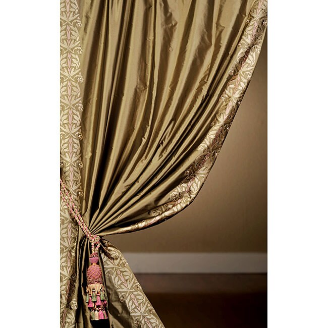 Signature Embroidered Dull Gold Faux Silk Taffeta 108inch Curtain