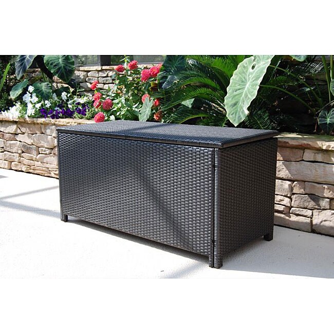 Black Wicker Outdoor Storage Box - Overstock™ Shopping - Great Deals on