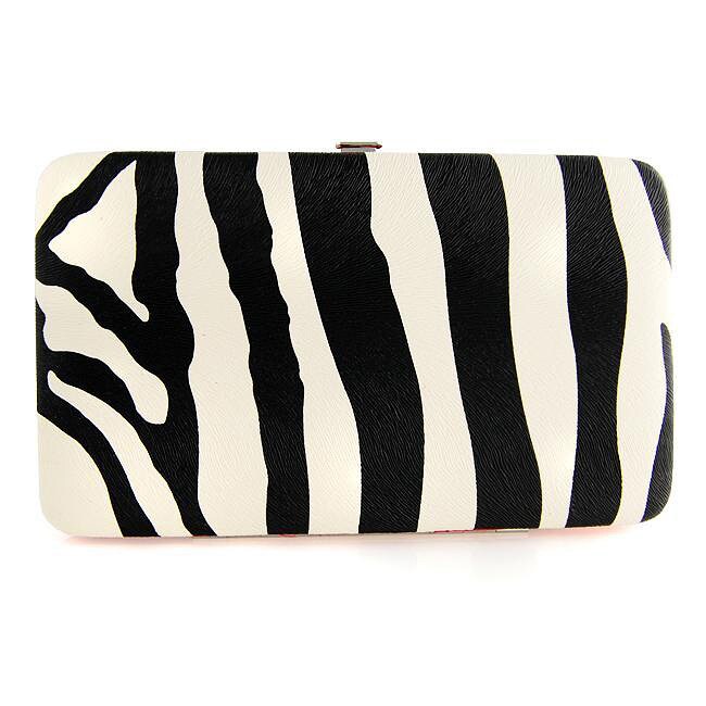 H2W Brand Zebra Print Womens Hardcover Wallet  