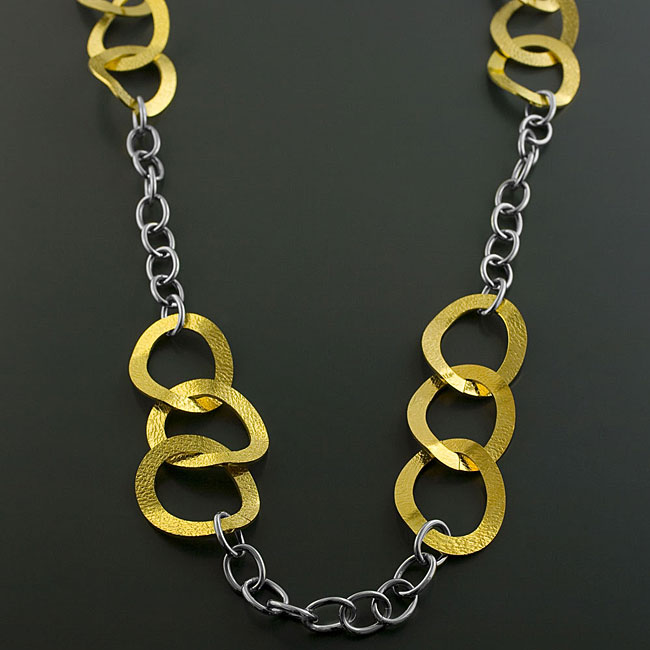 14k Gold/ Stainless Steel Cable Necklace (Italy)  