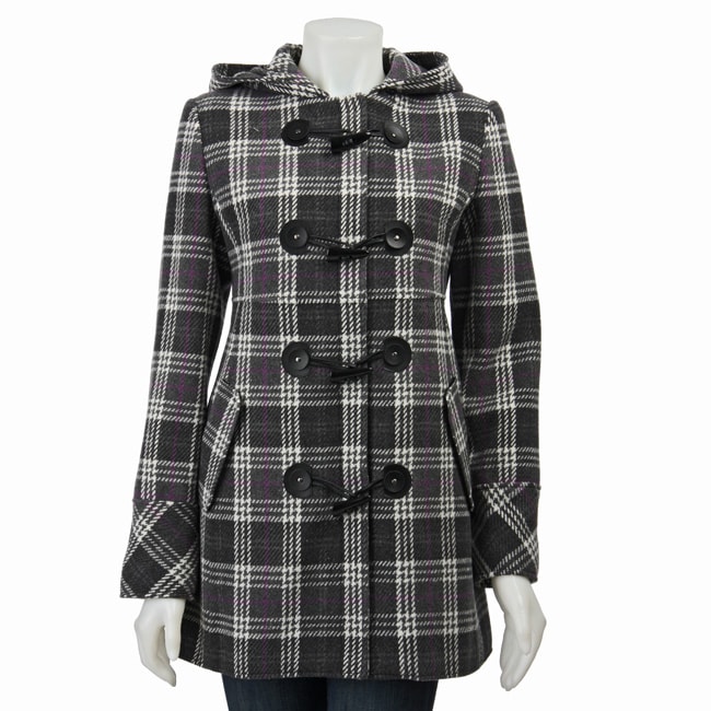 Nine West Women's Grey Plaid Toggle Coat 12307460