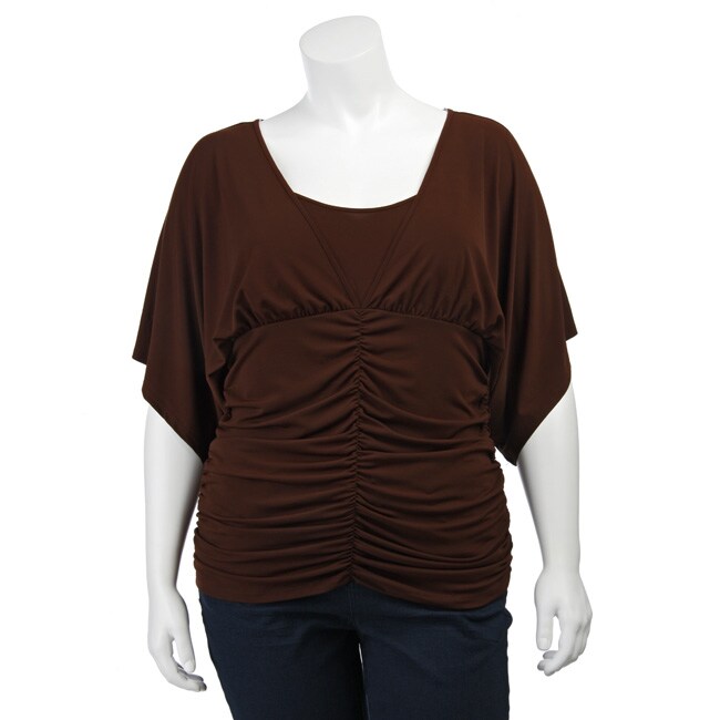 Adiva Women's Plus Size Gatheredwaist Shirt 12313638