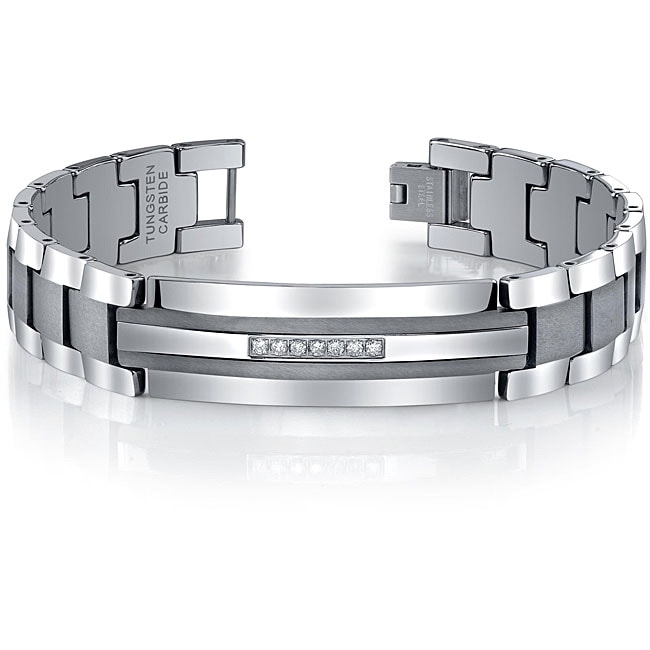   Tungsten Stainless Steel 1/5ct TDW Diamond ID Bracelet  